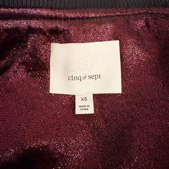 Cinq a Sept Venus Metallic Lame Bomber Jacket Ruby Size XS - Picture 6 of 7